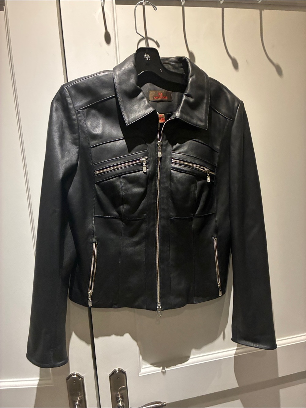 Danier Black Genuine Leather Zip-Front Multi-Zipper Jacket Size S/P Small ⭐️